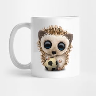 Cute Baby Hedgehog With Football Soccer Ball Mug